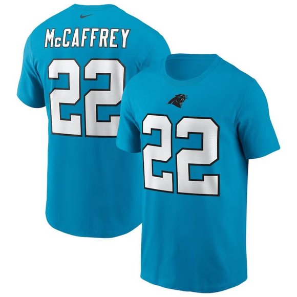 NFL Christian McCaffrey Carolina Panthers Nike & Number T-Shirt Blue Size XL - Picture 1 of 3